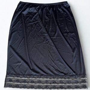 Vintage Metropolitan Black Half Slip Lace Hem Lingerie Skirt Size Large USA